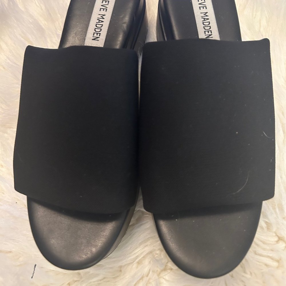 Steve Madden Black Slide Sandals